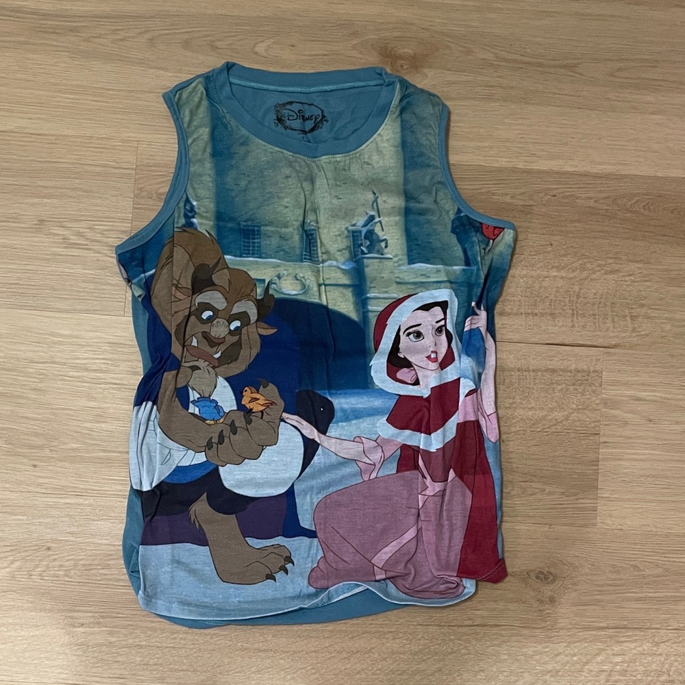 Disney Blue and Pink Beauty and the Beast Tank Top